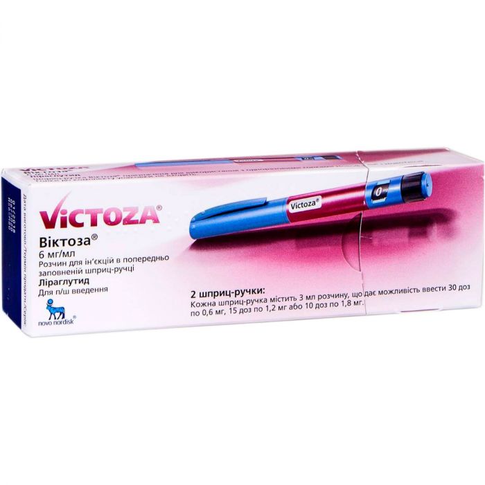 Віктоза 6 мг/мл розчин для ін'єкцій картридж + шприц-ручка 3 мл №2 в інтернет-аптеці