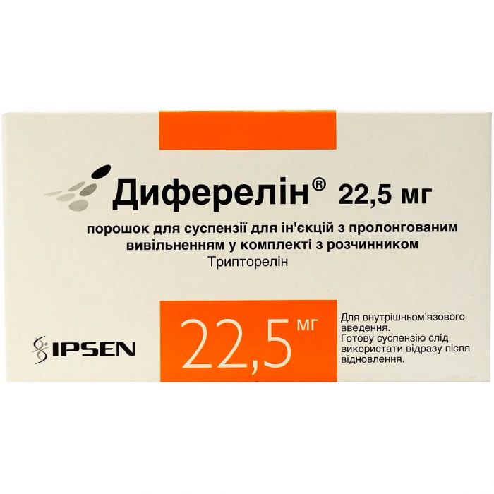 Диферелін порошок для розчину для ін'єкцій по 22,5 мг флакон, 1 шт. фото