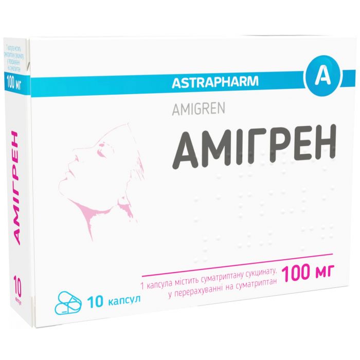 Амігрен 100 мг капсули №10 ціна