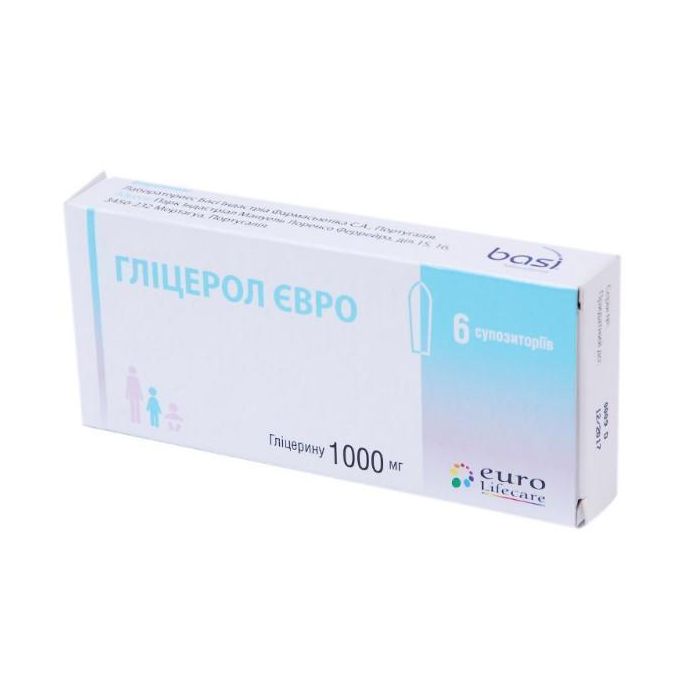 Гліцерол Євро 1000 мг супозиторії ректальні №6 недорого