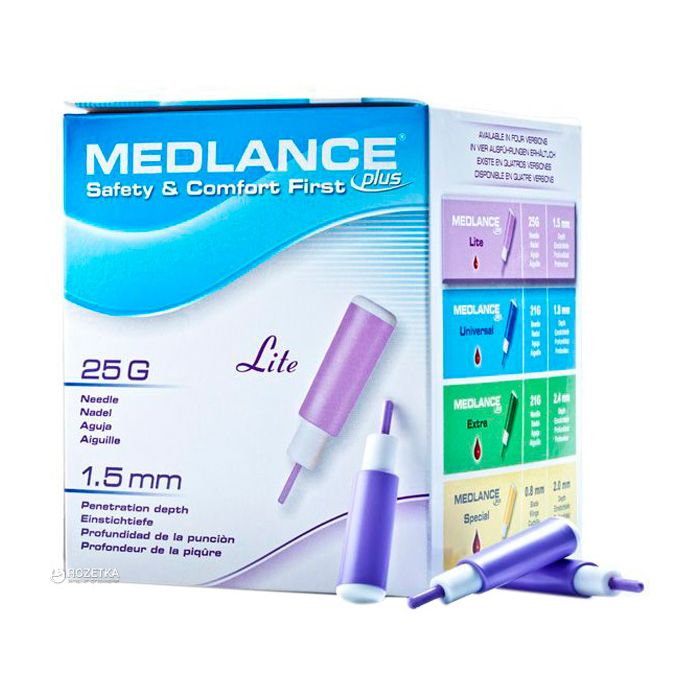 Ланцет Medlance plus Lite 25G, глубина проникновения 1,5 мм, фиолетовый, 200 шт. недорого