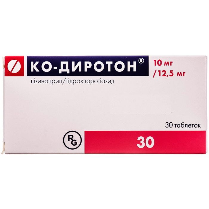 Ко-диротон 10 мг/12,5 мг таблетки №30  ADD