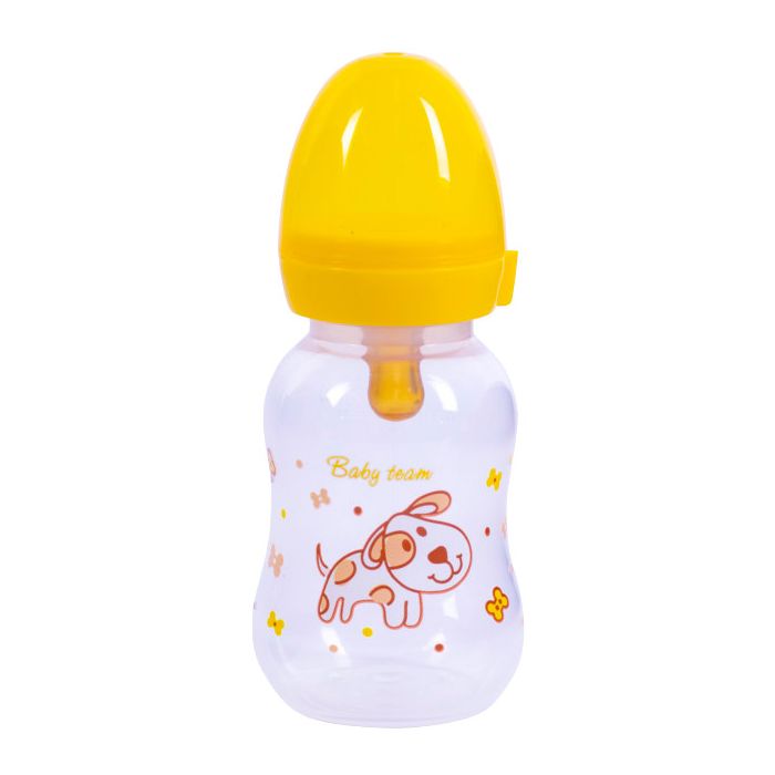 Пляшечка для годування Baby Team з латексною соскою, 125 мл, 0+, в асортименті (1300) купити