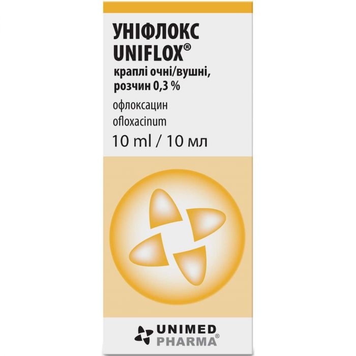 Уніфлокс 0,3% краплі очні/вушні 10 мл недорого