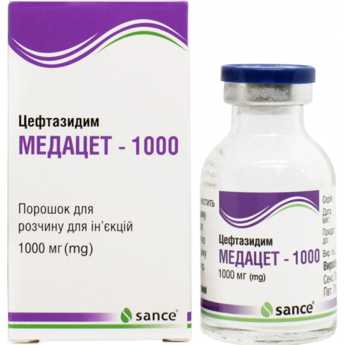 Медацет 1000 мг порошок для розчину для ін'єкцій флакон №1 в інтернет-аптеці