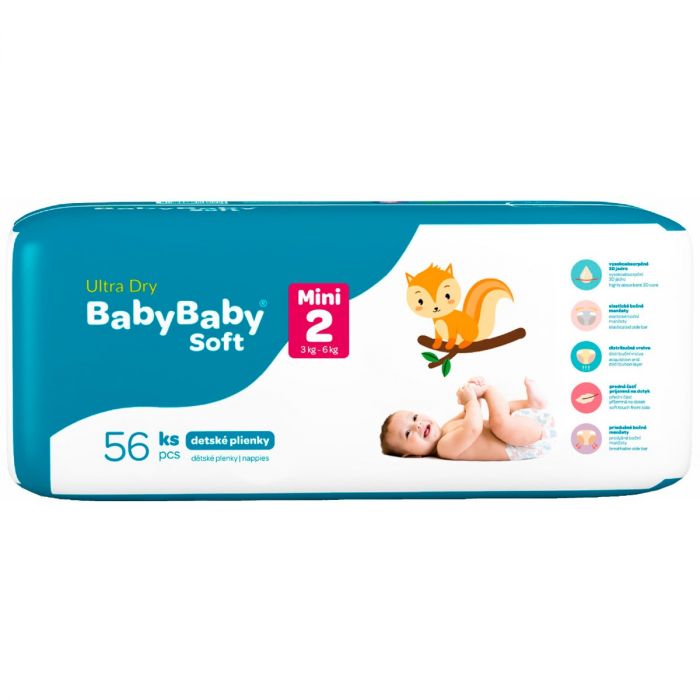Підгузки BabyBaby Soft Premium Ultra Dry Midi р. 2 (3-6 кг), 56 шт. замовити