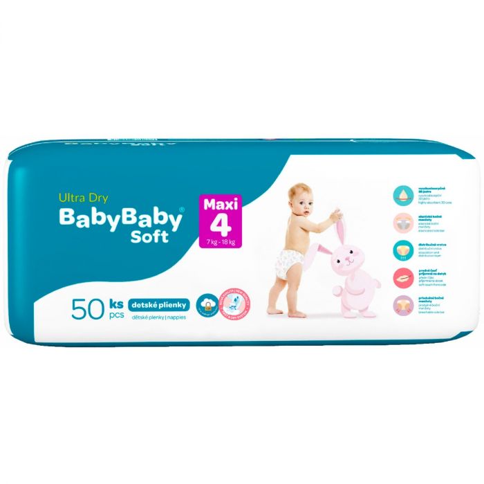Підгузки BabyBaby Soft Premium Ultra Dry Maxi р.4 (7-18кг) №50 фото