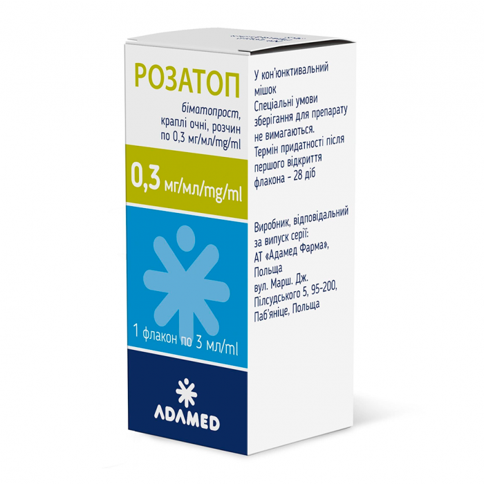 Розатоп краплі очні 0,3 мг/мл 5 мл в інтернет-аптеці