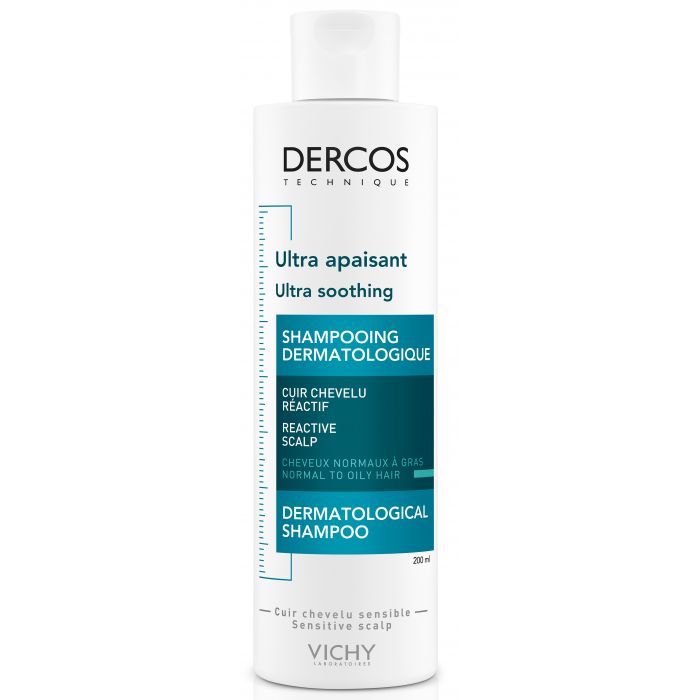 Шампунь Vichy Dercos успокаивающий для чувствительной кожи головы для нормальных и жирных волос 200 мл ADD