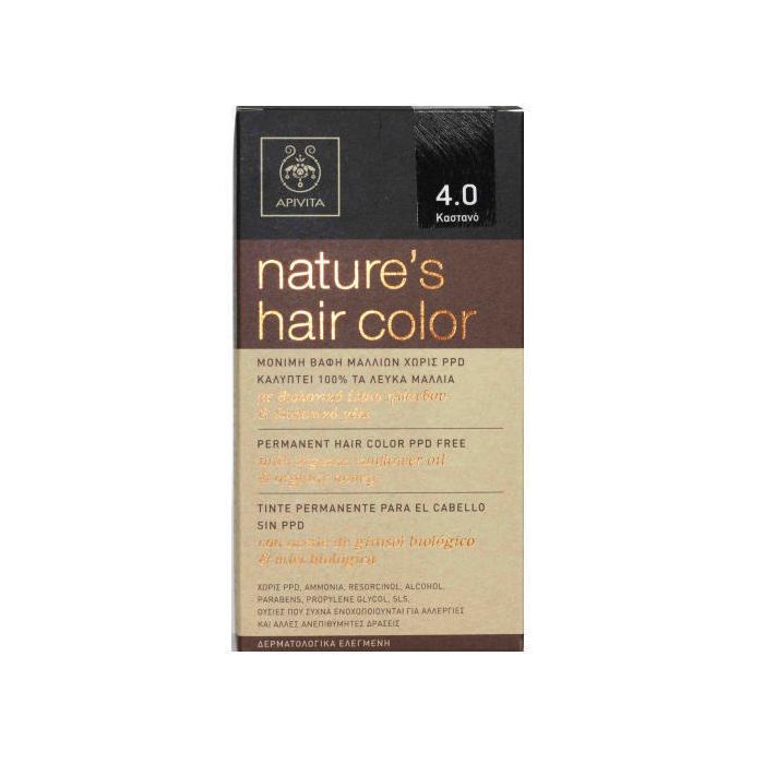 Фарба для волосся Apivita Натуральна колір коричневий №4.0  в аптеці