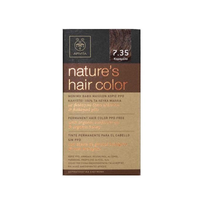 Фарба для волосся Apivita Натуральна колір карамель №7,35  ціна