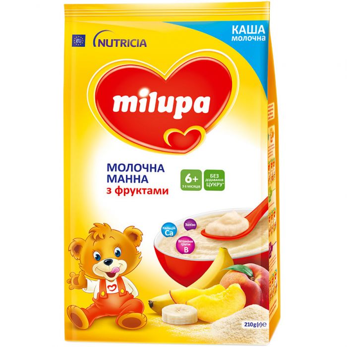 Каша Milupa молочна суха манна з фруктами (з 6 місяців) 210 г ADD