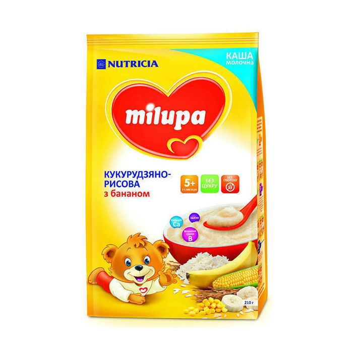 Каша Milupa молочная кукурузно-рисова з бананом (з 5 місяців) 210 г замовити