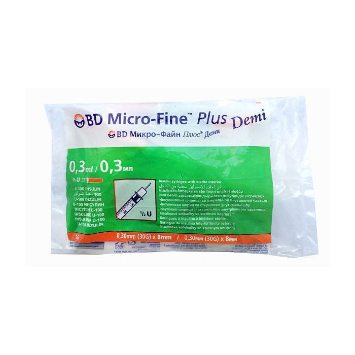 Шприц Micro-Fine Plus Demi одноразовый 0.3 мл инсулиновый U-100 G30 №10 ADD