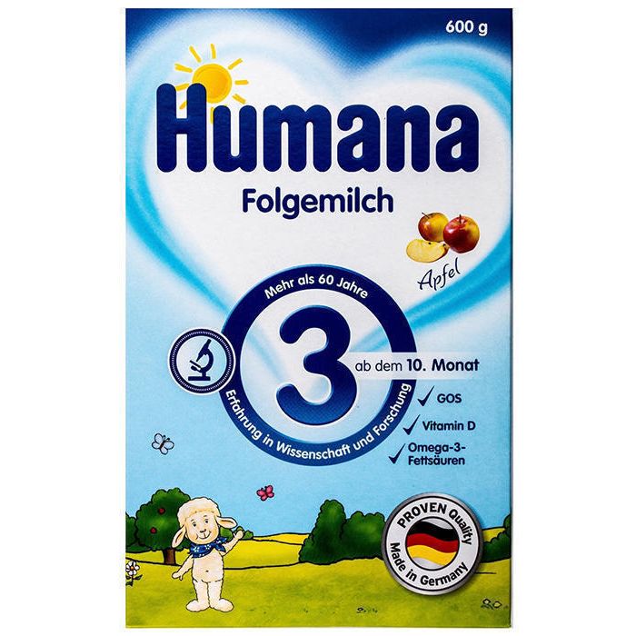 Суміш молочна Humana 3 з пребіотиками галактоолігосахаридами і яблуком (з 10 місяців) 300 г в Україні