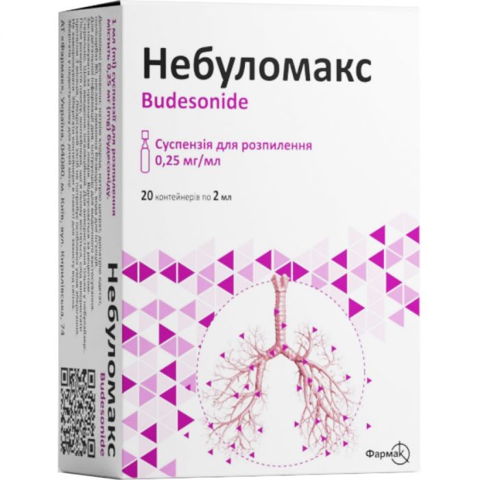 Небуломакс 0,25мг/мл суспензія для розпилення 2 мл №20 замовити