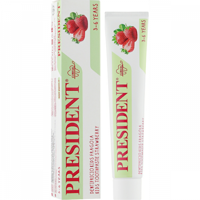 Детская зубная паста President Kids Strawberry с ксилитом и фтором  (3-6 лет) клубника 50 мл заказать