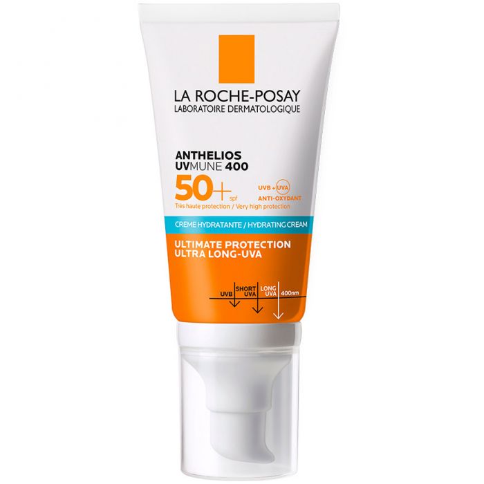 Крем сонцезахисний зволожуючий La Roche-Posay Anthelios UVmune 400 SPF50+ для обличчя та шкіри навколо очей, 50 мл ціна