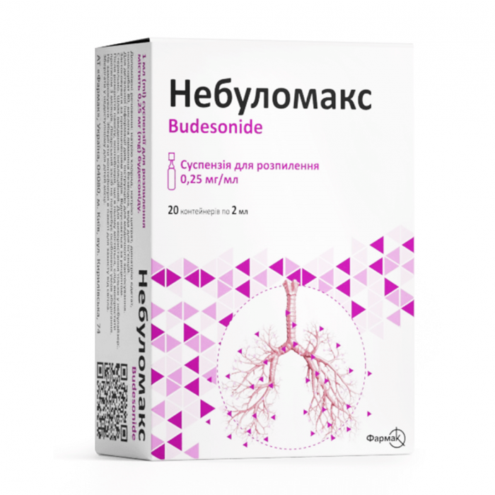 Небуломакс 0,5мг/мл 2мл суспензія для розпилення №20 ціна