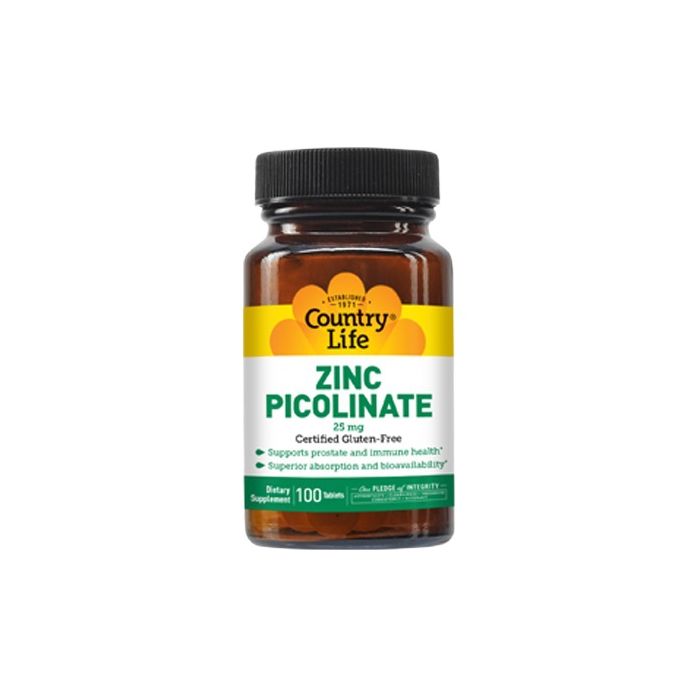 Country Life (Кантрі лайф) Zinc Picolinate 25 мг таблетки №100 фото