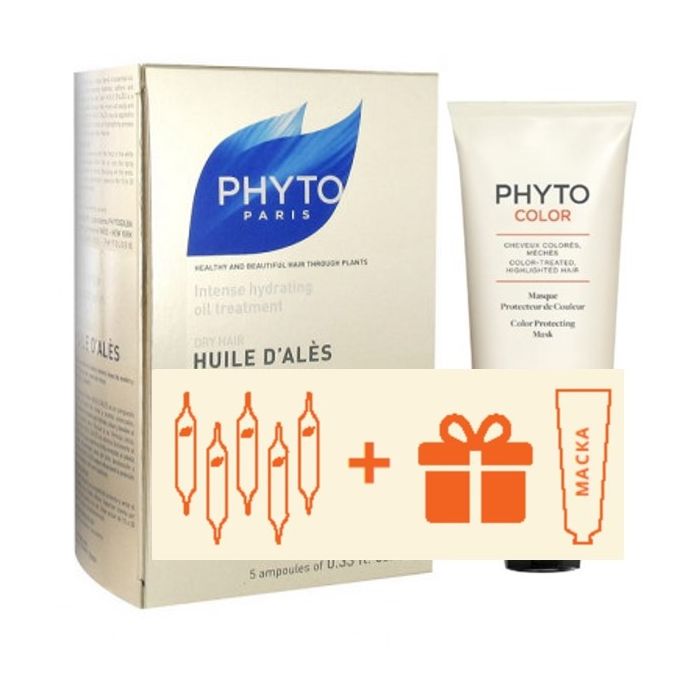 Набір Phyto (Маска Phytocolor для фарбованого волосся 50 мл + Phyto масло Алес лікувальний комплекс для волосся 5*10 мл) купити