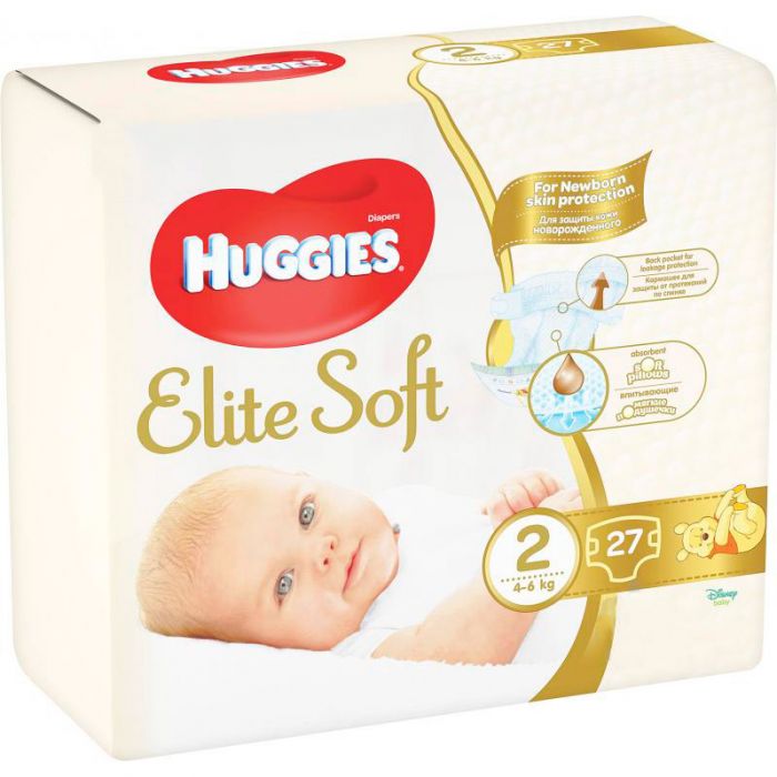 Підгузки Huggies Elite Soft Newborn 2 (4-7 кг) 27 шт. фото