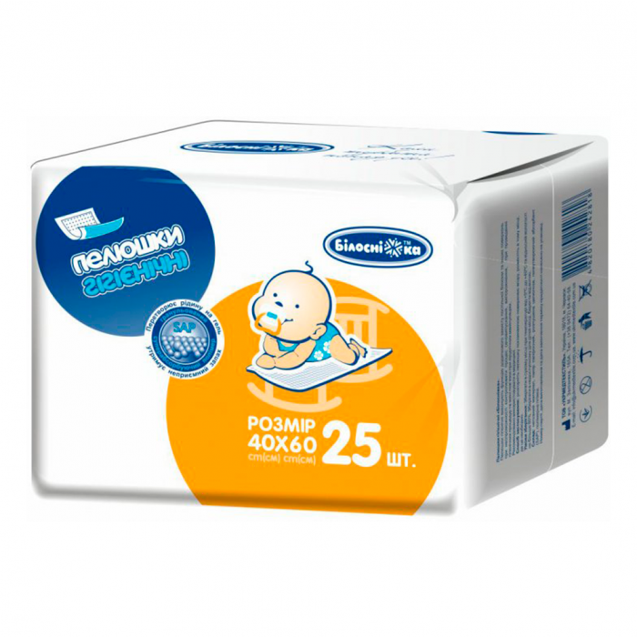 Пелюшки гігієнічні для немовлят Білосніжка 60х40 №25 в інтернет-аптеці
