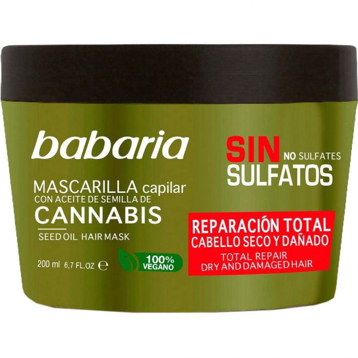 Маска Babaria (Бабарія) олія насіння канабісу повне відновлення для волосся 200 мл недорого
