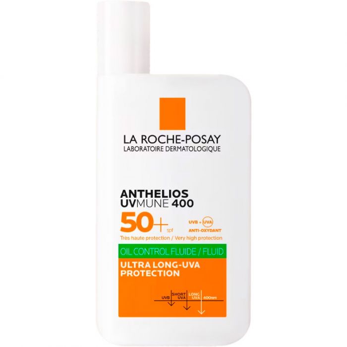 Легкий сонцезахисний флюїд La Roche-Posay (Ля Рош-Позе) UVMune 400 Oil Control SPF 50+ з ефектом для миття жирної чутливої шкіри, дуже високий рівень захисту від UVB і дуже довгих променів, 50 мл фото