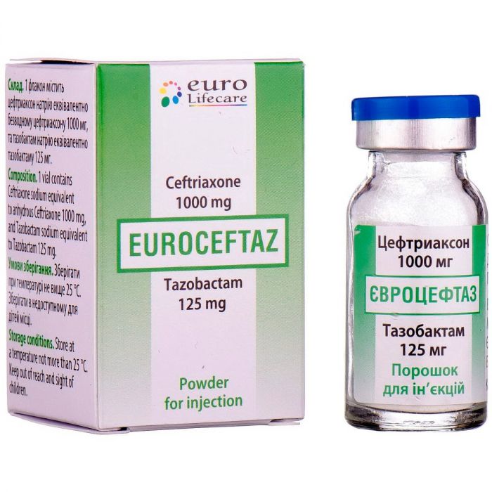 Євроцефтаз 1000+ 125 мг порошок №1 в Україні