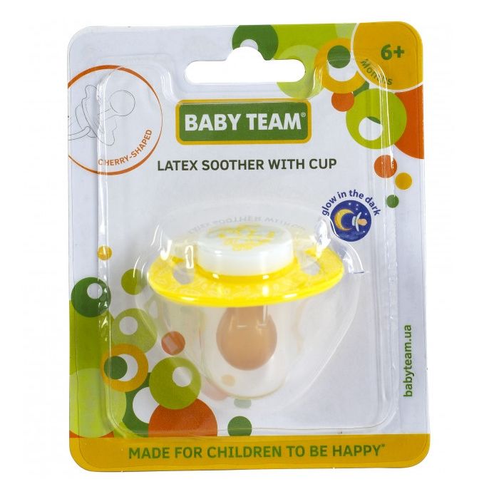Пустушка Baby Team (Бебі Тім) латексна вишнеподібної форми нічна 6+ місяців 3225 недорого