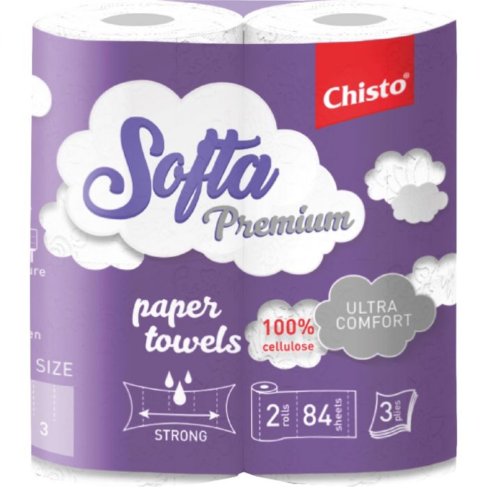 Паперові рушники Softa Chisto Premium, 3 шари, 2 рулони ціна