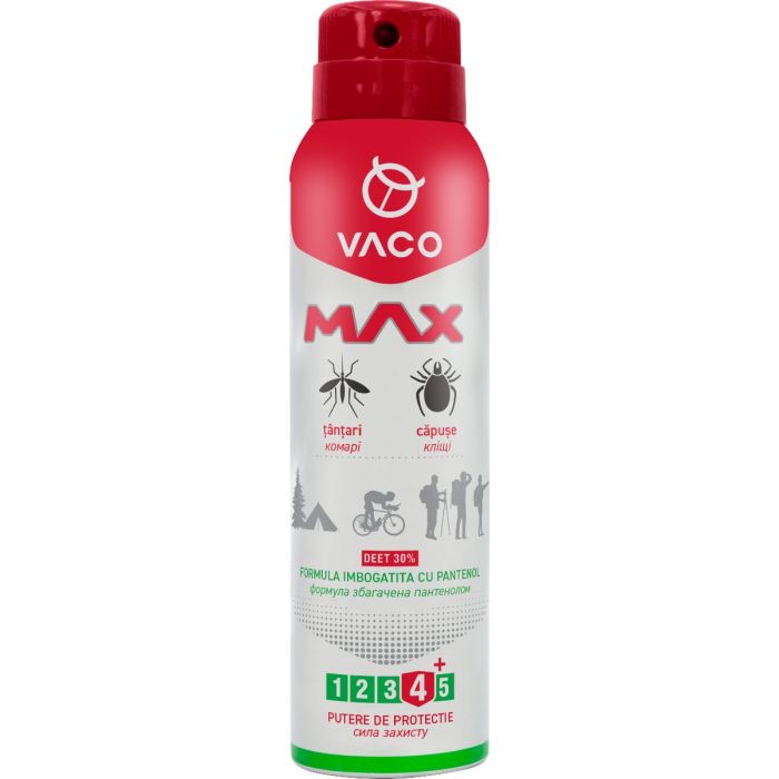 Аэрозоль Vaco Max от комаров клещей и мошек Deet 30% с пантенолом 100 мл купить