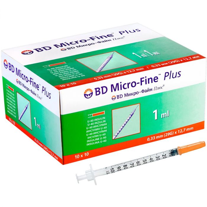 Шприц BD Micro-Fine інсуліновий U-40, 1 мл 29G (0,33 x 12,7 мм) №1 ціна
