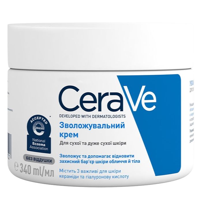 Крем CeraVe зволожувальний для сухої шкіри обличчя і тіла 340 г ADD
