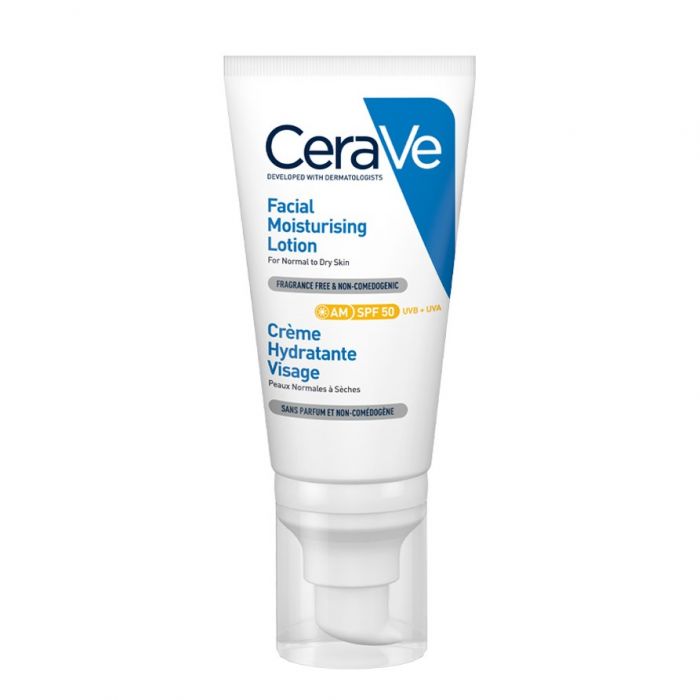 Крем CeraVe (Сераве) зволожуючий денний з SPF50 для нормальної та сухої шкіри обличчя 52 мл ADD
