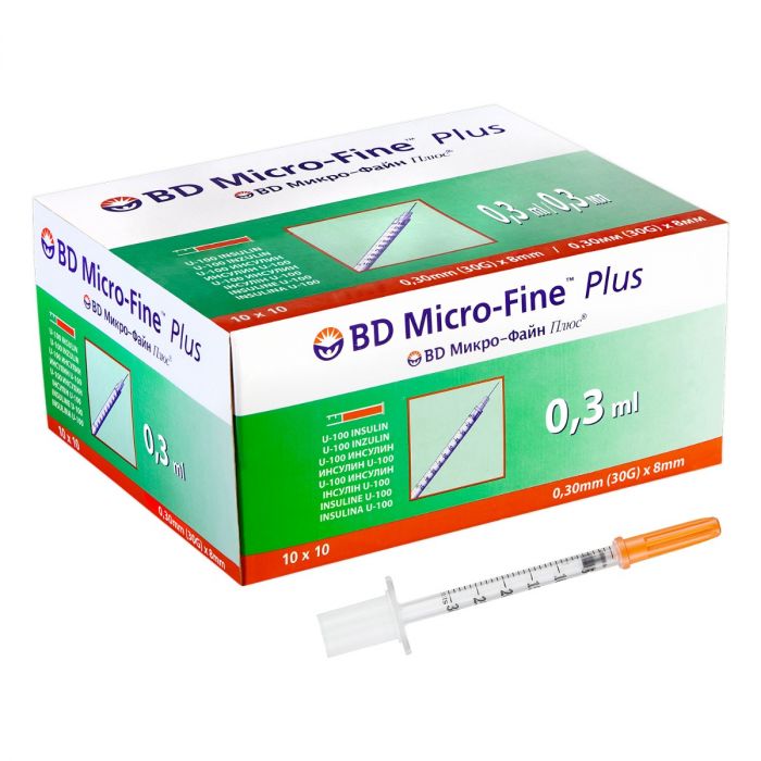 Шприц BD Micro-Fine Plus інсуліновий U-100, 1 мл 30G (0,30 x 8 мм) №1 в Україні