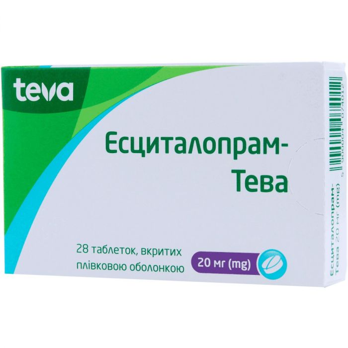 Есциталопрам-Тева 20 мг таблетки №28  ADD