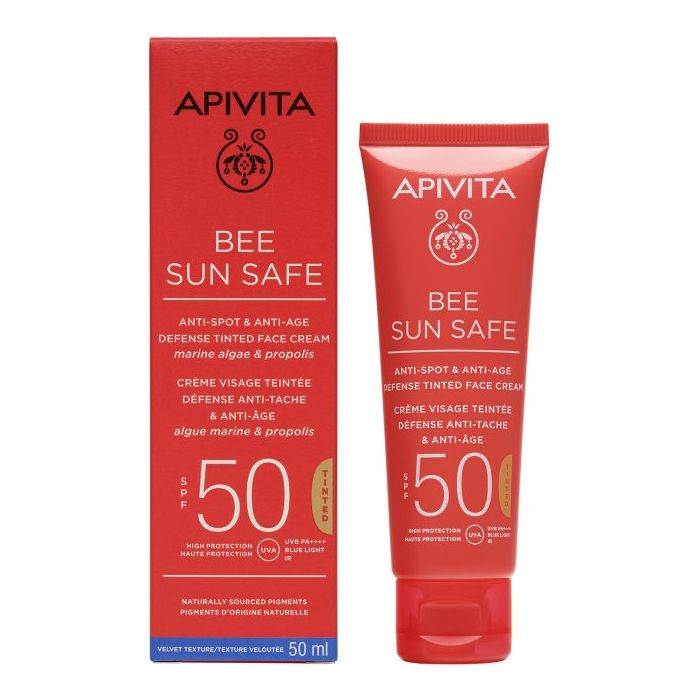 Крем Apivita Bee Sun Safe для обличчя сонцезахисний проти пігментних плям SPF50 з відтінком 50 мл ціна