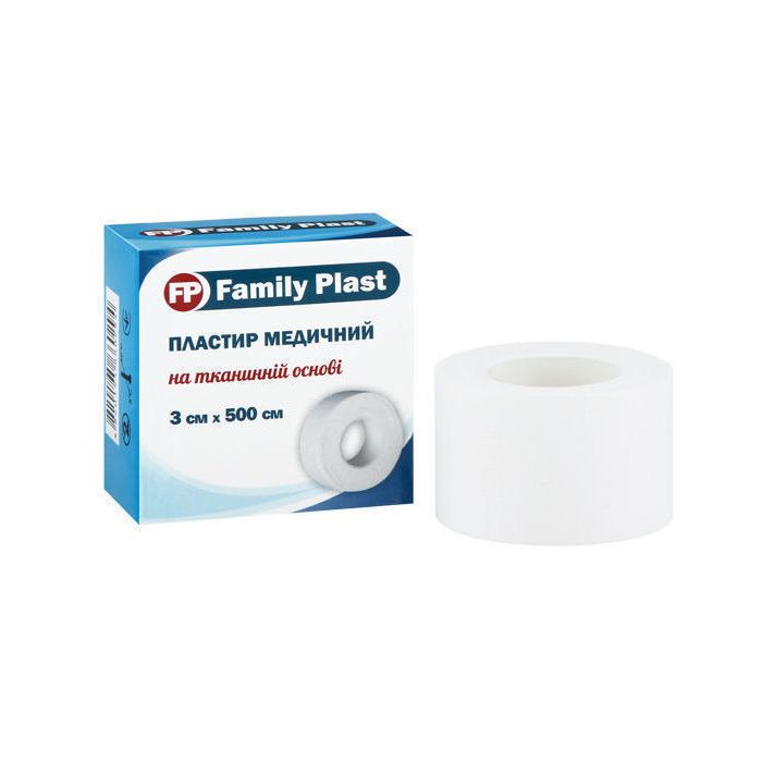 Пластир Family Plast медичний на тканинній основі паперова упаковка 3 см*500 см   недорого