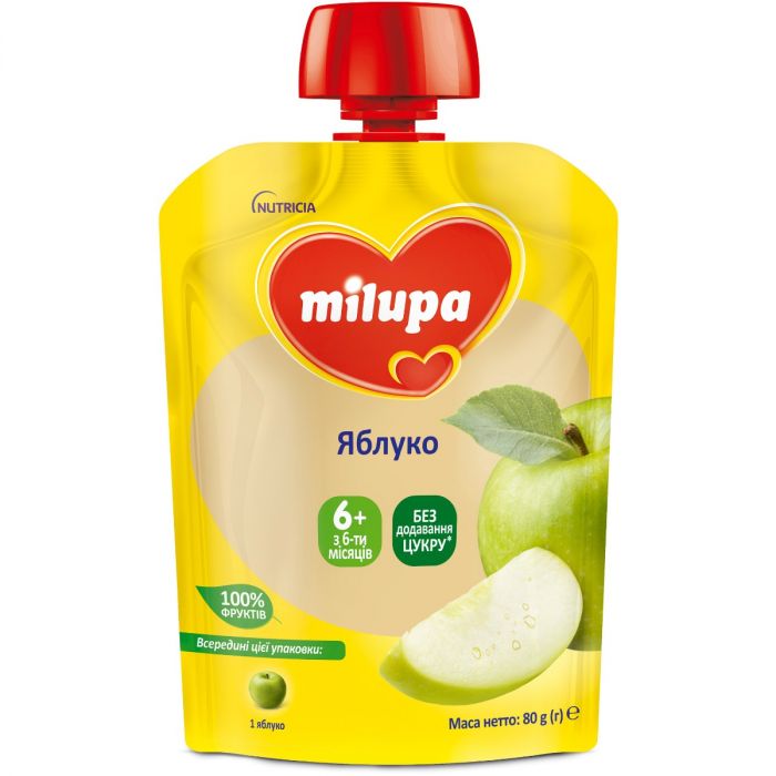 Пюре фруктове Milupa яблуко, від 6 місяців, 80 г в аптеці