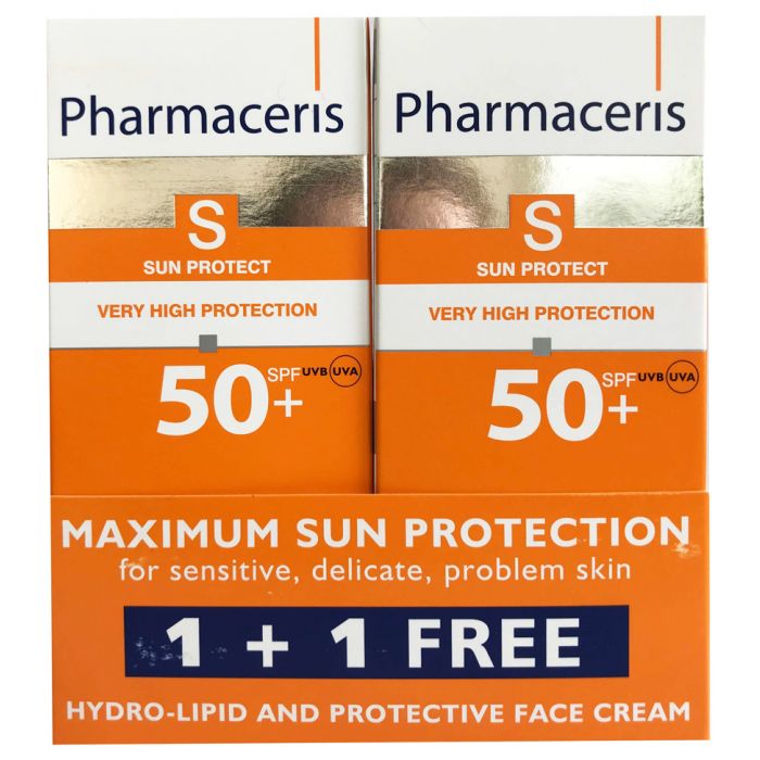 Набір Крем Pharmaceris S Sun Protect 1+1 сонцезахисний гідроліпідний для обличчя SPF50 100 мл в аптеці