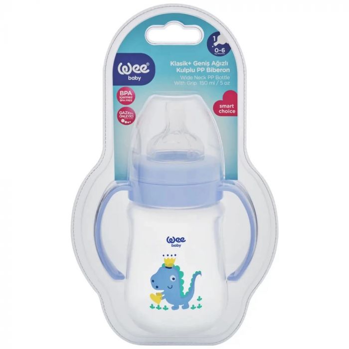 Пляшечка Wee Baby (Ві Бейбі) для годування з широкою шийкою та ручками Classic Plus 150 мл, соска №1 (колір в асортименті) - фото №1 Пляшечка Wee Baby (Ві Бейбі) для годування з широкою шийкою та ручками Classic Plus 150 мл, соска №1 (колір в асортименті) в інтернет-аптеці