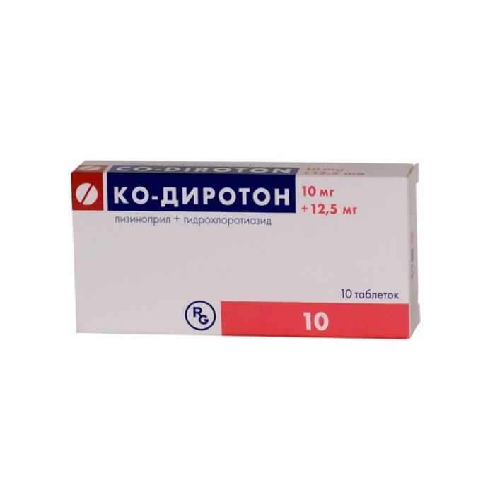 Ко-диротон 10 мг/12,5 мг таблетки №10  замовити