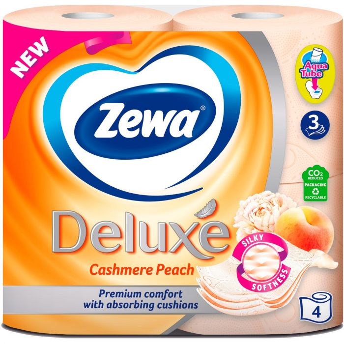 Туалетний папір Zewa Deluxe (персик) 3 шари 4 шт в аптеці
