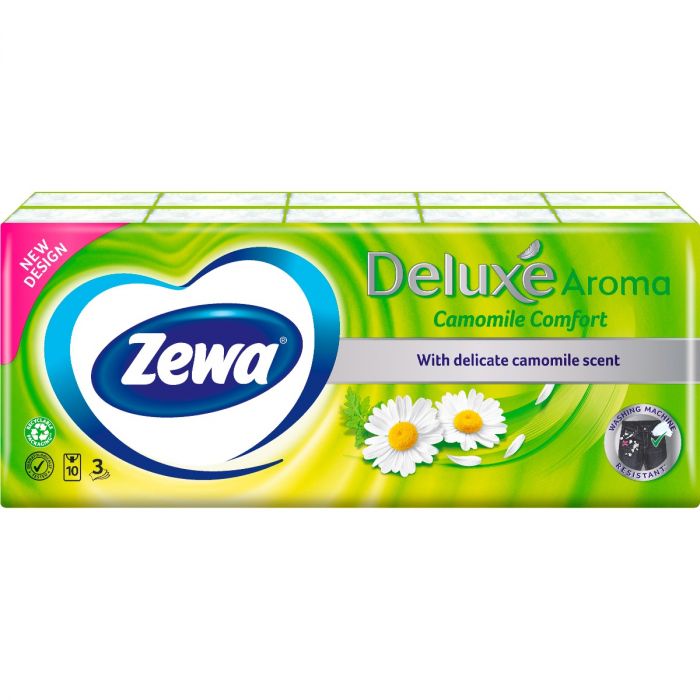 Хустинки паперові Zewa Deluxe Camomile блок №100 (10 х 10 шт)   в інтернет-аптеці