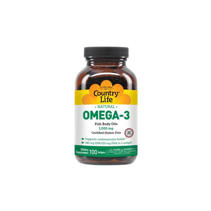 Country Life (Кантрі лайф) Omega-3 риб'ячий жир 1000 мг капсули №100 в інтернет-аптеці