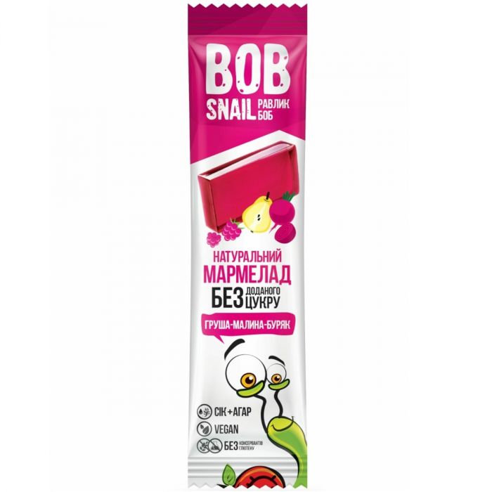 Натуральний мармелад Bob Snail (Равлик Боб) груша-малина-буряк 38 г фото