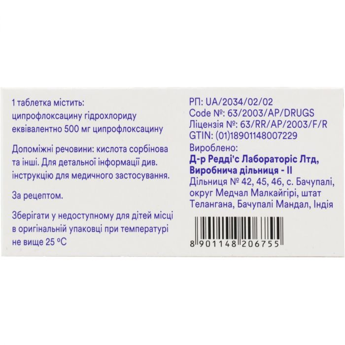 Ципролет 500 мг таблетки №10