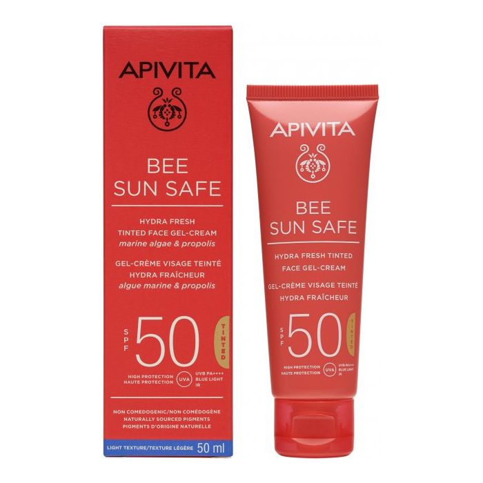 Гель-крем Apivita Bee Sun Safe для обличчя сонцезахисний з відтінком SPF50 50 мл в інтернет-аптеці